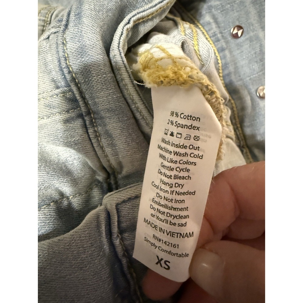 LulaRoe Denim Jacket Women's XS Embroidered Harvey Design Southwestern Aztec - Picture 6 of 11